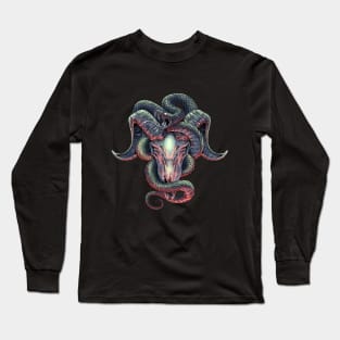 goat skull and snake Long Sleeve T-Shirt